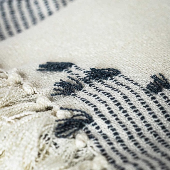 Revolution Home Lightweight Boho Throw White Cream/ Blue Teal - Picture 2 of 5